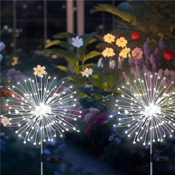 Solar Outdoor Garden Lights, 2 Pack 180 LED Copper Wire Solar Firework Lights - Picture 1 of 7
